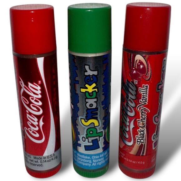 Bonne Bell Lip Smackers Coca Cola Black Cherry Vanilla, Original, Sprite 3 pc - Picture 1 of 7